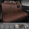 imageCAR PASS Piping Luxury Faux PU Leather Two Front Car Seat Covers Waterproof Anti Slip Seat Covers Compatible with Front Seat ArmrestsUniversal Fit for SuvsVansTrucks Airbag CompatibleAll BlackPure Brown