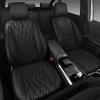 imageCAR PASS Piping Luxury Faux PU Leather Two Front Car Seat Covers Waterproof Anti Slip Seat Covers Compatible with Front Seat ArmrestsUniversal Fit for SuvsVansTrucks Airbag CompatibleAll BlackPure Black Mesh Foam