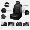 imageCAR PASS Piping Luxury Faux PU Leather Two Front Car Seat Covers Waterproof Anti Slip Seat Covers Compatible with Front Seat ArmrestsUniversal Fit for SuvsVansTrucks Airbag CompatibleAll BlackBlack and Silver