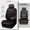 imageCAR PASS Piping Luxury Faux PU Leather Two Front Car Seat Covers Waterproof Anti Slip Seat Covers Compatible with Front Seat ArmrestsUniversal Fit for SuvsVansTrucks Airbag CompatibleAll BlackBlack and Red