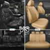 imageCAR PASS Piping Luxury Faux PU Leather Two Front Car Seat Covers Waterproof Anti Slip Seat Covers Compatible with Front Seat ArmrestsUniversal Fit for SuvsVansTrucks Airbag CompatibleAll BlackPure Beige