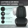 imageCAR PASS Piping Luxury Faux PU Leather Two Front Car Seat Covers Waterproof Anti Slip Seat Covers Compatible with Front Seat ArmrestsUniversal Fit for SuvsVansTrucks Airbag CompatibleAll BlackBlack and Mint Mesh Foam