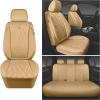 imageCAR PASS Piping Luxury Faux PU Leather Two Front Car Seat Covers Waterproof Anti Slip Seat Covers Compatible with Front Seat ArmrestsUniversal Fit for SuvsVansTrucks Airbag CompatibleAll BlackPure Beige