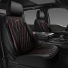 imageCAR PASS Piping Luxury Faux PU Leather Two Front Car Seat Covers Waterproof Anti Slip Seat Covers Compatible with Front Seat ArmrestsUniversal Fit for SuvsVansTrucks Airbag CompatibleAll BlackBlack and Red Mesh Foam