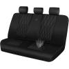 imageCAR PASS Piping Luxury Faux PU Leather Two Front Car Seat Covers Waterproof Anti Slip Seat Covers Compatible with Front Seat ArmrestsUniversal Fit for SuvsVansTrucks Airbag CompatibleAll BlackBlack