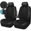 imageCAR PASS Piping Luxury Faux PU Leather Two Front Car Seat Covers Waterproof Anti Slip Seat Covers Compatible with Front Seat ArmrestsUniversal Fit for SuvsVansTrucks Airbag CompatibleAll BlackAll Black Foam