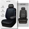 imageCAR PASS Piping Luxury Faux PU Leather Two Front Car Seat Covers Waterproof Anti Slip Seat Covers Compatible with Front Seat ArmrestsUniversal Fit for SuvsVansTrucks Airbag CompatibleAll BlackBlack and Blue