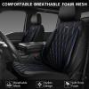 imageCAR PASS Piping Luxury Faux PU Leather Two Front Car Seat Covers Waterproof Anti Slip Seat Covers Compatible with Front Seat ArmrestsUniversal Fit for SuvsVansTrucks Airbag CompatibleAll BlackBlack and Blue Mesh Foam