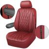 imageCAR PASS Piping Luxury Faux PU Leather Two Front Car Seat Covers Waterproof Anti Slip Seat Covers Compatible with Front Seat ArmrestsUniversal Fit for SuvsVansTrucks Airbag CompatibleAll BlackAll Burgundy Red