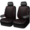 imageCAR PASS Piping Luxury Faux PU Leather Two Front Car Seat Covers Waterproof Anti Slip Seat Covers Compatible with Front Seat ArmrestsUniversal Fit for SuvsVansTrucks Airbag CompatibleAll BlackBlack and Red