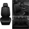 imageCAR PASS Piping Luxury Faux PU Leather Two Front Car Seat Covers Waterproof Anti Slip Seat Covers Compatible with Front Seat ArmrestsUniversal Fit for SuvsVansTrucks Airbag CompatibleAll BlackPure Black