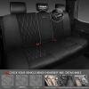 imageCAR PASS Piping Luxury Faux PU Leather Two Front Car Seat Covers Waterproof Anti Slip Seat Covers Compatible with Front Seat ArmrestsUniversal Fit for SuvsVansTrucks Airbag CompatibleAll BlackPure Black Mesh Foam