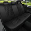 imageCAR PASS Piping Luxury Faux PU Leather Two Front Car Seat Covers Waterproof Anti Slip Seat Covers Compatible with Front Seat ArmrestsUniversal Fit for SuvsVansTrucks Airbag CompatibleAll BlackBlack