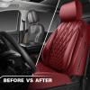 imageCAR PASS Piping Luxury Faux PU Leather Two Front Car Seat Covers Waterproof Anti Slip Seat Covers Compatible with Front Seat ArmrestsUniversal Fit for SuvsVansTrucks Airbag CompatibleAll BlackAll Burgundy Red