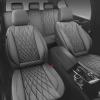 imageCAR PASS Piping Luxury Faux PU Leather Two Front Car Seat Covers Waterproof Anti Slip Seat Covers Compatible with Front Seat ArmrestsUniversal Fit for SuvsVansTrucks Airbag CompatibleAll BlackPure Gray