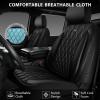 imageCAR PASS Piping Luxury Faux PU Leather Two Front Car Seat Covers Waterproof Anti Slip Seat Covers Compatible with Front Seat ArmrestsUniversal Fit for SuvsVansTrucks Airbag CompatibleAll BlackAll Black Foam