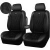 imageCAR PASS Piping Luxury Faux PU Leather Two Front Car Seat Covers Waterproof Anti Slip Seat Covers Compatible with Front Seat ArmrestsUniversal Fit for SuvsVansTrucks Airbag CompatibleAll BlackAll Black Velvet