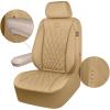 imageCAR PASS Piping Luxury Faux PU Leather Two Front Car Seat Covers Waterproof Anti Slip Seat Covers Compatible with Front Seat ArmrestsUniversal Fit for SuvsVansTrucks Airbag CompatibleAll BlackAll Beige