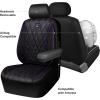 imageCAR PASS Piping Luxury Faux PU Leather Two Front Car Seat Covers Waterproof Anti Slip Seat Covers Compatible with Front Seat ArmrestsUniversal Fit for SuvsVansTrucks Airbag CompatibleAll BlackBlack and Pruple