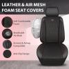 imageCAR PASS Piping Luxury Faux PU Leather Two Front Car Seat Covers Waterproof Anti Slip Seat Covers Compatible with Front Seat ArmrestsUniversal Fit for SuvsVansTrucks Airbag CompatibleAll BlackBlack and Red Mesh Foam
