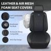 imageCAR PASS Piping Luxury Faux PU Leather Two Front Car Seat Covers Waterproof Anti Slip Seat Covers Compatible with Front Seat ArmrestsUniversal Fit for SuvsVansTrucks Airbag CompatibleAll BlackBlack and Blue Mesh Foam