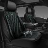 imageCAR PASS Piping Luxury Faux PU Leather Two Front Car Seat Covers Waterproof Anti Slip Seat Covers Compatible with Front Seat ArmrestsUniversal Fit for SuvsVansTrucks Airbag CompatibleAll BlackBlack and Mint Mesh Foam