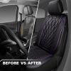 imageCAR PASS Piping Luxury Faux PU Leather Two Front Car Seat Covers Waterproof Anti Slip Seat Covers Compatible with Front Seat ArmrestsUniversal Fit for SuvsVansTrucks Airbag CompatibleAll BlackBlack and Pruple