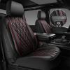 imageCAR PASS Piping Luxury Faux PU Leather Two Front Car Seat Covers Waterproof Anti Slip Seat Covers Compatible with Front Seat ArmrestsUniversal Fit for SuvsVansTrucks Airbag CompatibleAll BlackBlack and Red