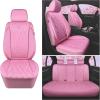 imageCAR PASS Piping Luxury Faux PU Leather Two Front Car Seat Covers Waterproof Anti Slip Seat Covers Compatible with Front Seat ArmrestsUniversal Fit for SuvsVansTrucks Airbag CompatibleAll BlackPure Pink