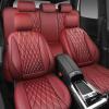 imageCAR PASS Piping Luxury Faux PU Leather Two Front Car Seat Covers Waterproof Anti Slip Seat Covers Compatible with Front Seat ArmrestsUniversal Fit for SuvsVansTrucks Airbag CompatibleAll BlackBurgundy Red