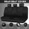 imageCAR PASS Piping Luxury Faux PU Leather Two Front Car Seat Covers Waterproof Anti Slip Seat Covers Compatible with Front Seat ArmrestsUniversal Fit for SuvsVansTrucks Airbag CompatibleAll BlackBlack