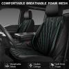imageCAR PASS Piping Luxury Faux PU Leather Two Front Car Seat Covers Waterproof Anti Slip Seat Covers Compatible with Front Seat ArmrestsUniversal Fit for SuvsVansTrucks Airbag CompatibleAll BlackBlack and Mint Mesh Foam