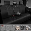 imageCAR PASS Piping Luxury Faux PU Leather Two Front Car Seat Covers Waterproof Anti Slip Seat Covers Compatible with Front Seat ArmrestsUniversal Fit for SuvsVansTrucks Airbag CompatibleAll BlackBlack
