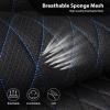 imageCAR PASS Piping Luxury Faux PU Leather Two Front Car Seat Covers Waterproof Anti Slip Seat Covers Compatible with Front Seat ArmrestsUniversal Fit for SuvsVansTrucks Airbag CompatibleAll BlackBlack and Blue Mesh Foam