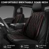 imageCAR PASS Piping Luxury Faux PU Leather Two Front Car Seat Covers Waterproof Anti Slip Seat Covers Compatible with Front Seat ArmrestsUniversal Fit for SuvsVansTrucks Airbag CompatibleAll BlackBlack and Red Mesh Foam