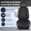 imageCAR PASS Piping Luxury Faux PU Leather Two Front Car Seat Covers Waterproof Anti Slip Seat Covers Compatible with Front Seat ArmrestsUniversal Fit for SuvsVansTrucks Airbag CompatibleAll BlackBlack Blue Mesh Foam