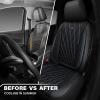imageCAR PASS Piping Luxury Faux PU Leather Two Front Car Seat Covers Waterproof Anti Slip Seat Covers Compatible with Front Seat ArmrestsUniversal Fit for SuvsVansTrucks Airbag CompatibleAll BlackBlack Blue Mesh Foam