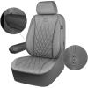 imageCAR PASS Piping Luxury Faux PU Leather Two Front Car Seat Covers Waterproof Anti Slip Seat Covers Compatible with Front Seat ArmrestsUniversal Fit for SuvsVansTrucks Airbag CompatibleAll BlackAll Gray