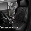 imageCAR PASS Piping Luxury Faux PU Leather Two Front Car Seat Covers Waterproof Anti Slip Seat Covers Compatible with Front Seat ArmrestsUniversal Fit for SuvsVansTrucks Airbag CompatibleAll BlackAll Black Foam