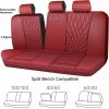 imageCAR PASS Piping Luxury Faux PU Leather Two Front Car Seat Covers Waterproof Anti Slip Seat Covers Compatible with Front Seat ArmrestsUniversal Fit for SuvsVansTrucks Airbag CompatibleAll BlackBurgundy Red