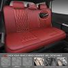 imageCAR PASS Piping Luxury Faux PU Leather Two Front Car Seat Covers Waterproof Anti Slip Seat Covers Compatible with Front Seat ArmrestsUniversal Fit for SuvsVansTrucks Airbag CompatibleAll BlackBurgundy Red