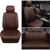 imageCAR PASS Piping Luxury Faux PU Leather Two Front Car Seat Covers Waterproof Anti Slip Seat Covers Compatible with Front Seat ArmrestsUniversal Fit for SuvsVansTrucks Airbag CompatibleAll BlackPure Brown