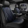 imageCAR PASS Piping Luxury Faux PU Leather Two Front Car Seat Covers Waterproof Anti Slip Seat Covers Compatible with Front Seat ArmrestsUniversal Fit for SuvsVansTrucks Airbag CompatibleAll BlackBlack and Blue