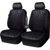 imageCAR PASS Piping Luxury Faux PU Leather Two Front Car Seat Covers Waterproof Anti Slip Seat Covers Compatible with Front Seat ArmrestsUniversal Fit for SuvsVansTrucks Airbag CompatibleAll BlackBlack and Pruple