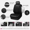 imageCAR PASS Piping Luxury Faux PU Leather Two Front Car Seat Covers Waterproof Anti Slip Seat Covers Compatible with Front Seat ArmrestsUniversal Fit for SuvsVansTrucks Airbag CompatibleAll BlackAll Black