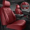 imageCAR PASS Piping Luxury Faux PU Leather Two Front Car Seat Covers Waterproof Anti Slip Seat Covers Compatible with Front Seat ArmrestsUniversal Fit for SuvsVansTrucks Airbag CompatibleAll BlackAll Burgundy Red