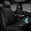 imageCAR PASS Piping Luxury Faux PU Leather Two Front Car Seat Covers Waterproof Anti Slip Seat Covers Compatible with Front Seat ArmrestsUniversal Fit for SuvsVansTrucks Airbag CompatibleAll BlackAll Black Foam
