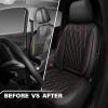 imageCAR PASS Piping Luxury Faux PU Leather Two Front Car Seat Covers Waterproof Anti Slip Seat Covers Compatible with Front Seat ArmrestsUniversal Fit for SuvsVansTrucks Airbag CompatibleAll BlackBlack and Red Mesh Foam