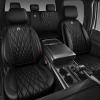 imageCAR PASS Piping Luxury Faux PU Leather Two Front Car Seat Covers Waterproof Anti Slip Seat Covers Compatible with Front Seat ArmrestsUniversal Fit for SuvsVansTrucks Airbag CompatibleAll BlackPure Black