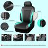 imageCAR PASS Premium Carbon Fiber Leather Car Seat Covers Full Set and Waterproof Car Floor MatsAirbag CompatibleAutomotive Interior Covers for SedansTrucksVansSUV with Car Carpet MatsBlackBlack and Mint
